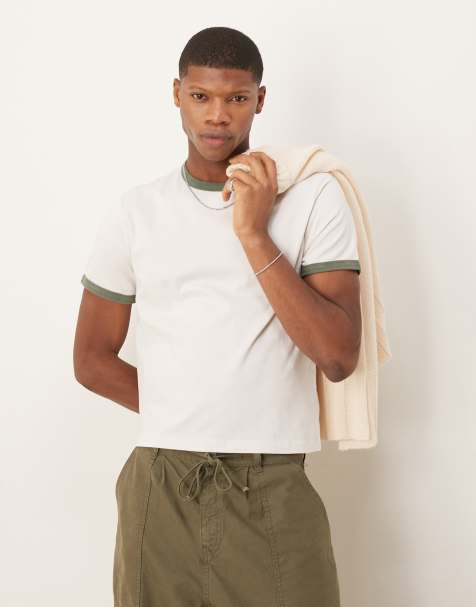 Abercombie & Fitch shrunken ringer t-shirt in white - view 1