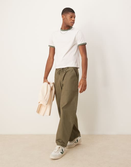 Abercombie & Fitch shrunken ringer T-shirt in white