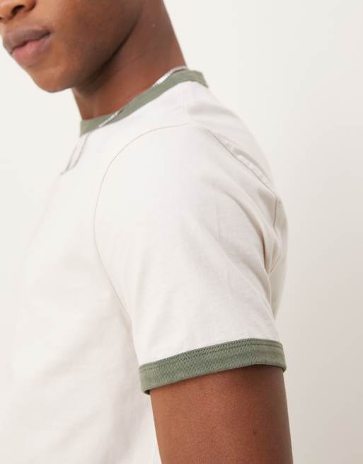 Abercombie & Fitch shrunken ringer T-shirt in white