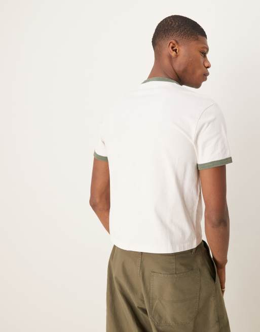 Abercombie & Fitch shrunken ringer T-shirt in white