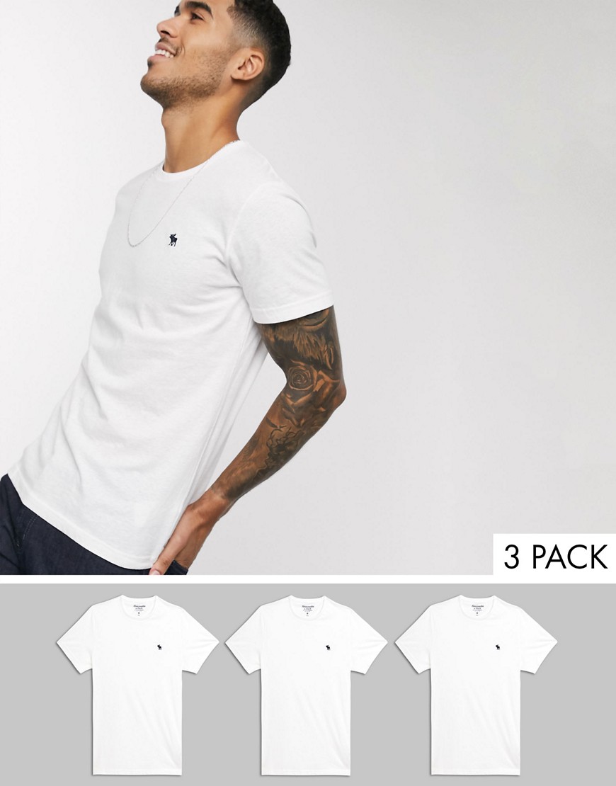 Abercrombie and Fitch - Confezione multipack di T-shirt girocollo bianche-Bianco