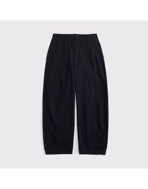 Abercrombie & Fitch 100% cotton high rise chino barrel pant in black - view 1