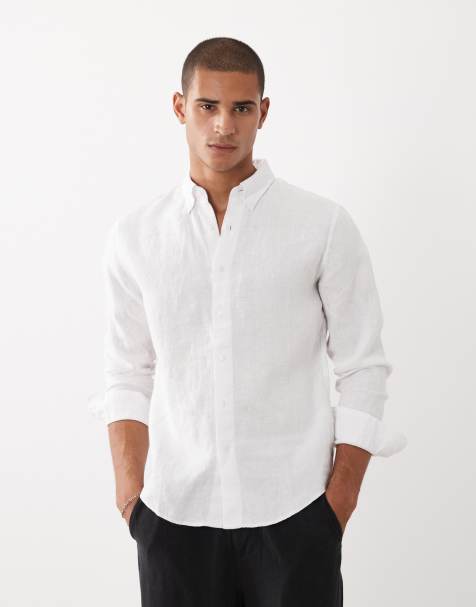 Abercrombie & Fitch 100% linen long sleeve shirt in white - view 1