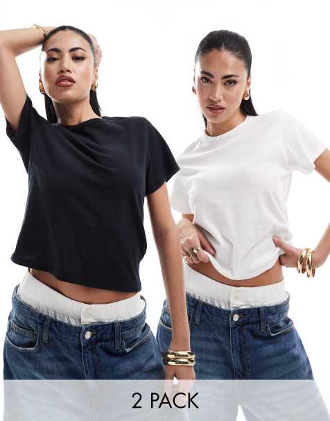 Abercrombie & Fitch 2 pack of t-shirts in black and white - view 1