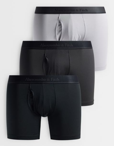 Abercrombie & Fitch 3 pack black waistband boxers in gray and black - view 1