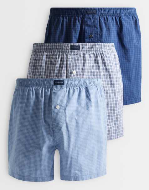 Abercrombie & Fitch 3 pack boxer trunks in blue check - view 1