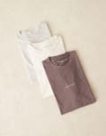 [Abercrombie & Fitch] Abercrombie & Fitch 3 pack central logo t-shirt in grey/brown/white-Multi XS grey/brown/white