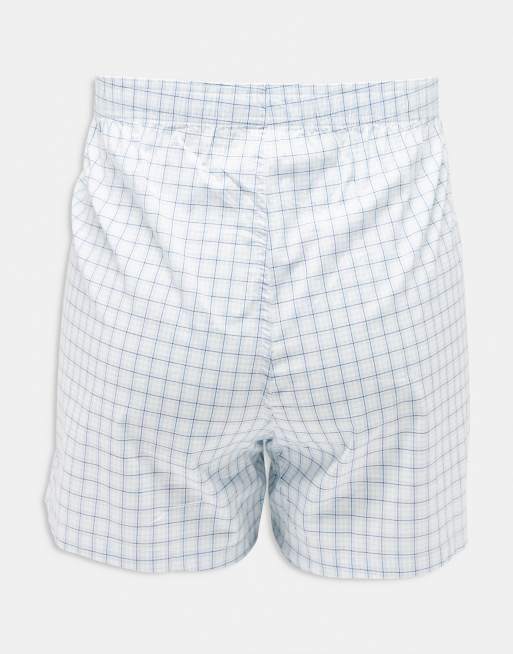 Abercrombie & Fitch 3 pack check woven boxer shorts in blues, 3 of 4