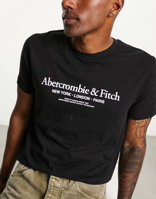 Abercrombie & Fitch 3 pack front logo t-shirt in navy/black/white