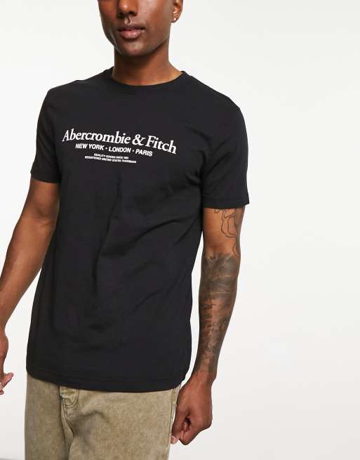 Abercrombie & Fitch 3 pack front logo t-shirt in navy/black/white