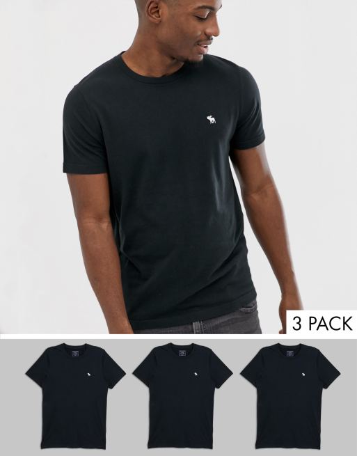 【Abercrombie & Fitch】icon logo t-shir Abercrombie & Fitch 3 pack icon logo crew neck t-shirts in