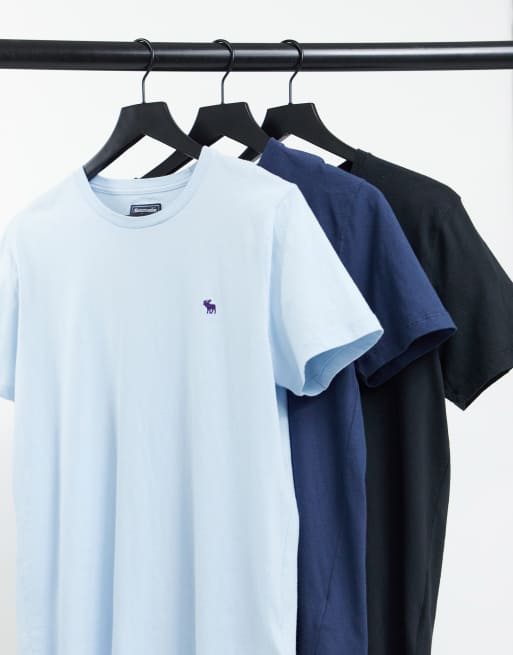 Abercrombie Fitch 3 Pack Icon Logo T Shirt In Light Blue Navy Black Asos
