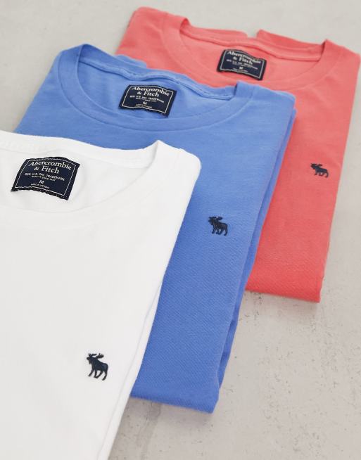 Hollister 4 pack outline logo henley t - shirt in white/green/navy