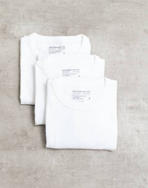 Abercrombie & Fitch 3-pack klassieke essential T-shirts in wit - view 1