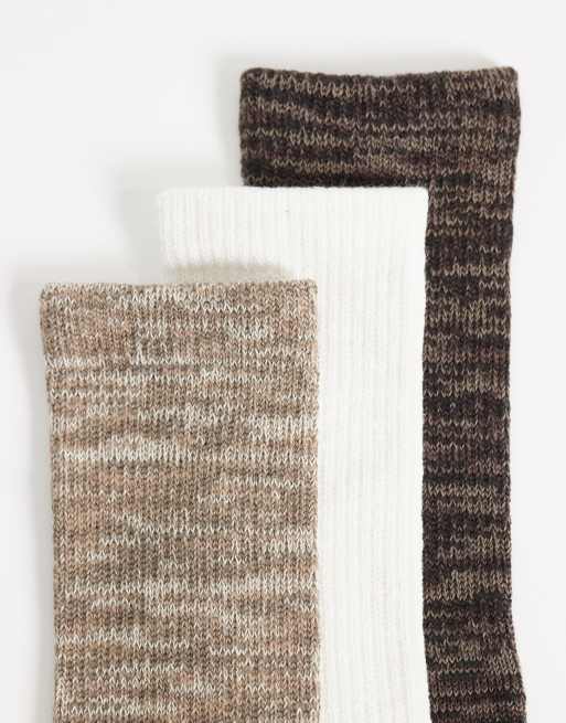 Abercrombie & Fitch 3 pack long socks in neutral , 2 of 3