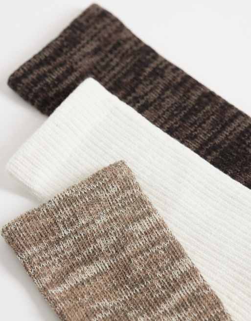 Abercrombie & Fitch 3 pack long socks in neutral , 3 of 3