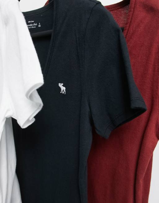 Abercrombie & Fitch 3 pack short sleeve icon v neck tee in