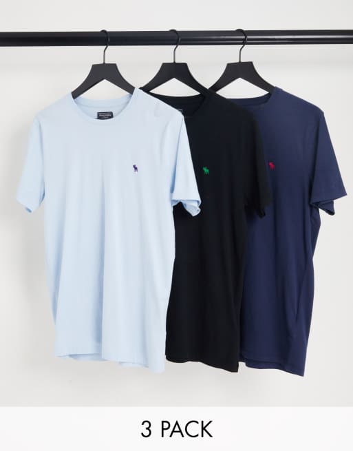 Hollister 4 pack outline logo henley t - shirt in white/green/navy