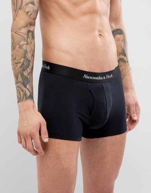 Abercrombie & Fitch 3 pack trunks logo waistband in black