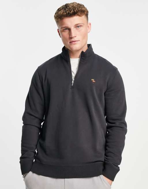 Abercrombie & Fitch 3D icon logo half zip sweatshirt in phantom | ASOS