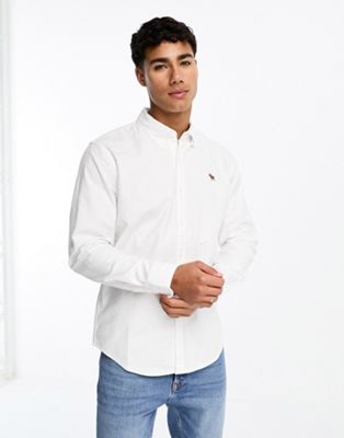 Abercrombie & Fitch 3D icon logo oxford shirt in white
