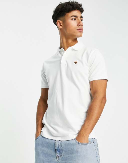 Plantación Descuido Implacable Abercrombie & Fitch 3D icon logo pique polo in white | ASOS