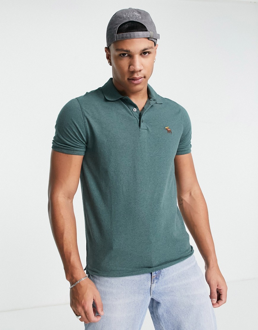 Abercrombie & Fitch 3d Icon Logo Polo In Dark Green