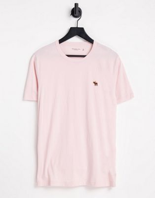 Abercrombie & Fitch 3D icon logo t-shirt in pink