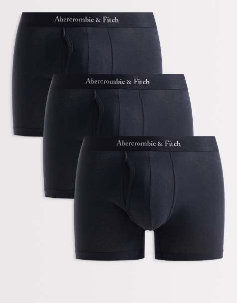 Abercrombie & Fitch – 3er-Pack Boxershorts in Schwarz mit farblich abgesetztem Logobund - view 1