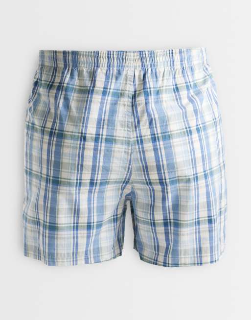 Abercrombie & Fitch 3er-Pack Boxershorts mit grün/blau/rotem Karomuster, 3 von 3