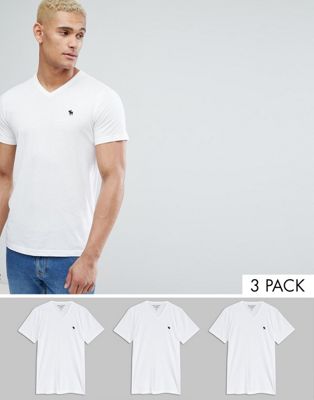Abercrombie & Fitch 3Pack T-Shirt V-Neck Muscle Slim Fit in White Save 25%