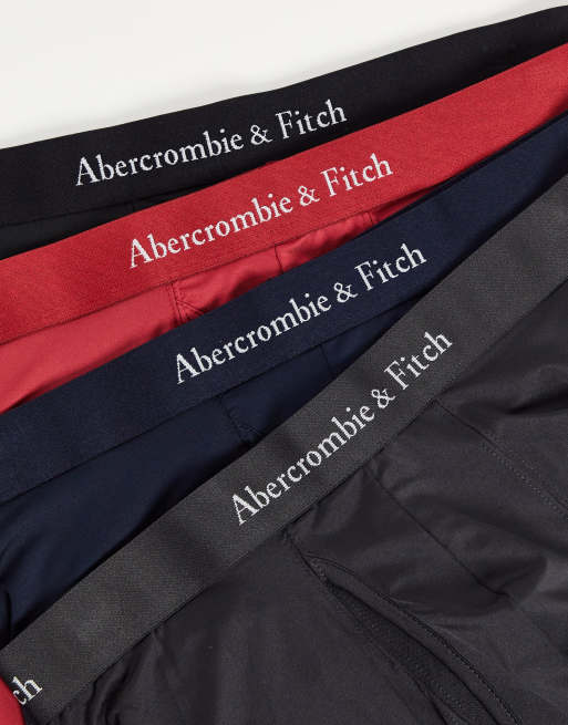 Abercrombie & Fitch 4 pack of trunks in black/grey/pink, 3 of 4