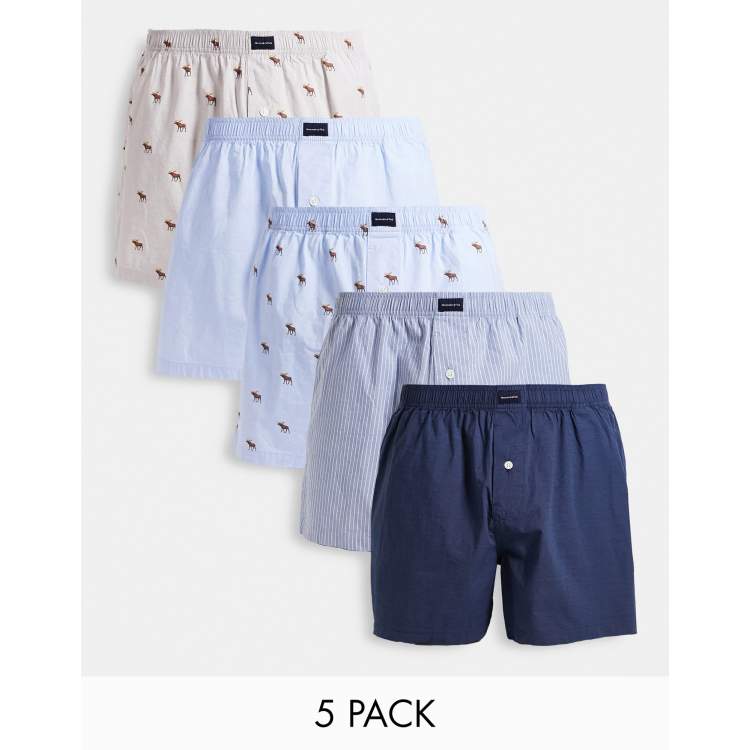 Hollister 3 pack all over logo and plain woven boxers in multi