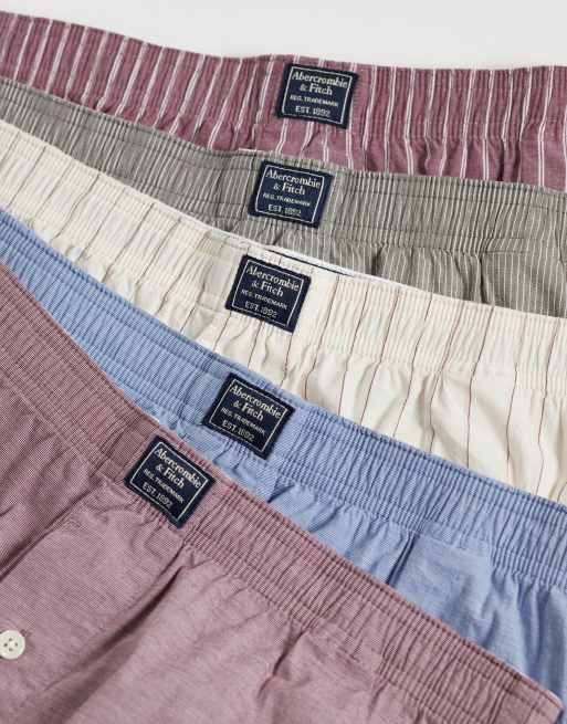 Abercrombie & Fitch 5 pack boxer trunks in neutral checks, 3 of 3