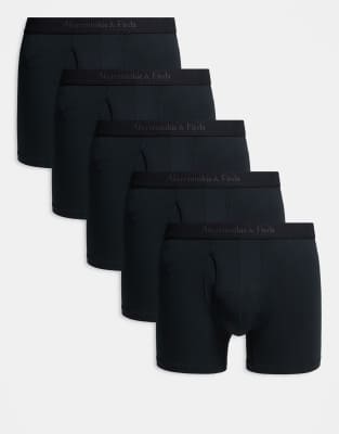 Abercrombie & Fitch 5 Pack Contrast Logo Boxer Briefs In Black