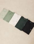 [Abercrombie & Fitch] Abercrombie & Fitch 5 pack icon logo t-shirt in black/greens/white-Multi XS black/greens/white
