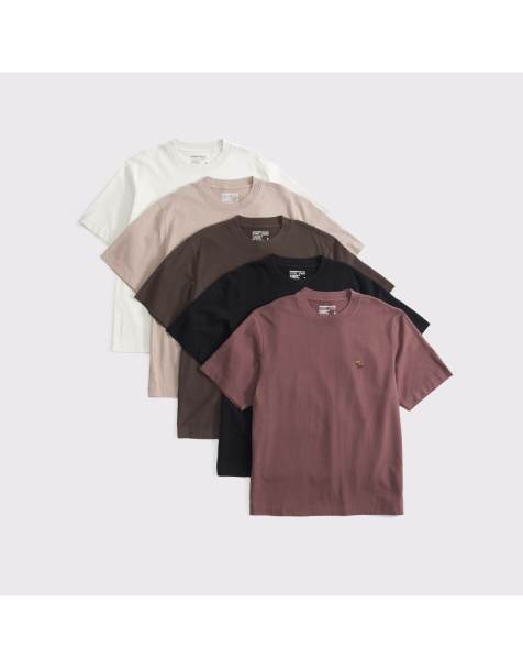 Abercrombie & Fitch 5-pack premium heavyweight 2.0 icon tees in brown mauve multipack - view 1