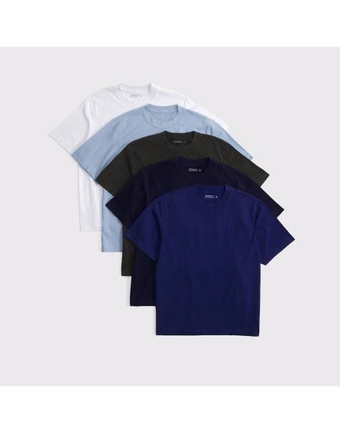 Abercrombie & Fitch 5-pack premium heavyweight 2.0 tees in blue haze multipack - view 1