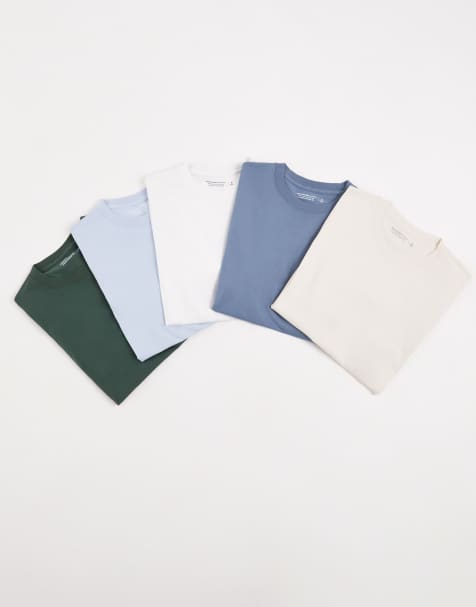 Abercrombie & Fitch 5 pack t-shirts in blue/beige/white - view 1