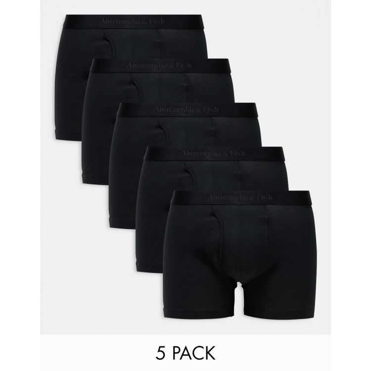 Abercrombie Fitch 5 pack tonal logo waistband trunks in black