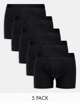 Hollister 5 pack contrast logo boxer briefs in black