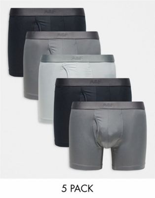Abercrombie & Fitch 5-pack trunks in black to grey - ASOS Price Checker