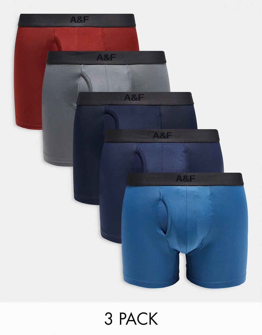 Abercrombie & Fitch 5-pack trunks with contrast waistband in grey/red/blue-Multi