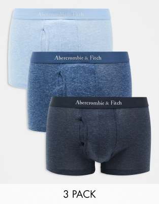 Abercrombie & Fitch – 5er-Pack Trunks in Blautönen mit Kontrast-Logobund