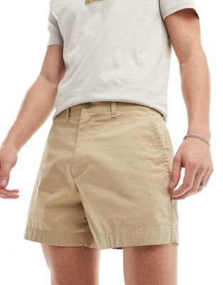 Abercrombie & Fitch 5in flat front chino shorts in beige