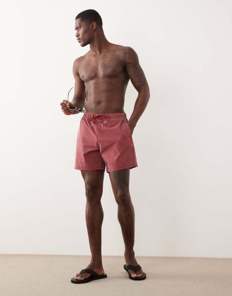 Abercrombie & Fitch 6 inch swim shorts in washed red - view 1