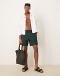 [Abercrombie & Fitch] Abercrombie & Fitch 6 inch textured linen drawstring shorts in green W26-W28 GREEN