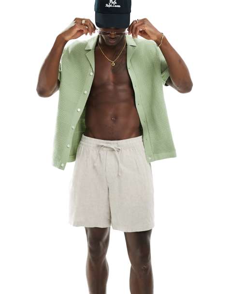 Mens linen white on sale shorts