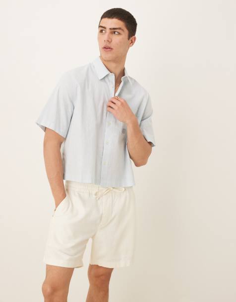 Abercrombie & Fitch 6" textured relaxed shorts in white - view 1