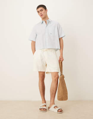 Abercrombie & Fitch 6" Textured Relaxed Shorts In White